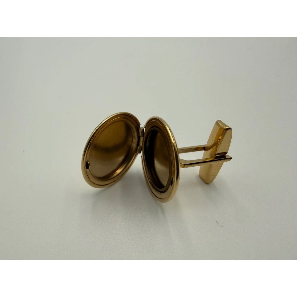 Vintage Sheffield Watch Cufflinks Gold Tone Locket Swiss Made Parts Repair Box